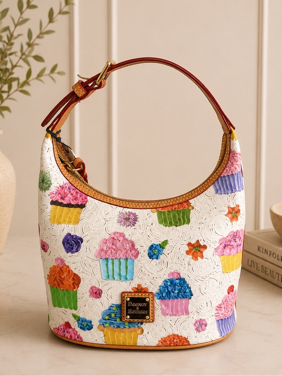 Dooney & Bourke Handbags - Dooney & Bourke Cupcake Print Leather Hobo Bag Limited Edition Novelty purse